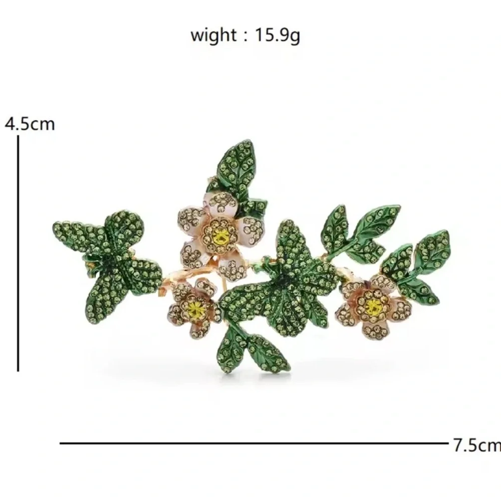 Avangarde Green Floral Butterfly Crystal Brooch - Picture 4 of 4